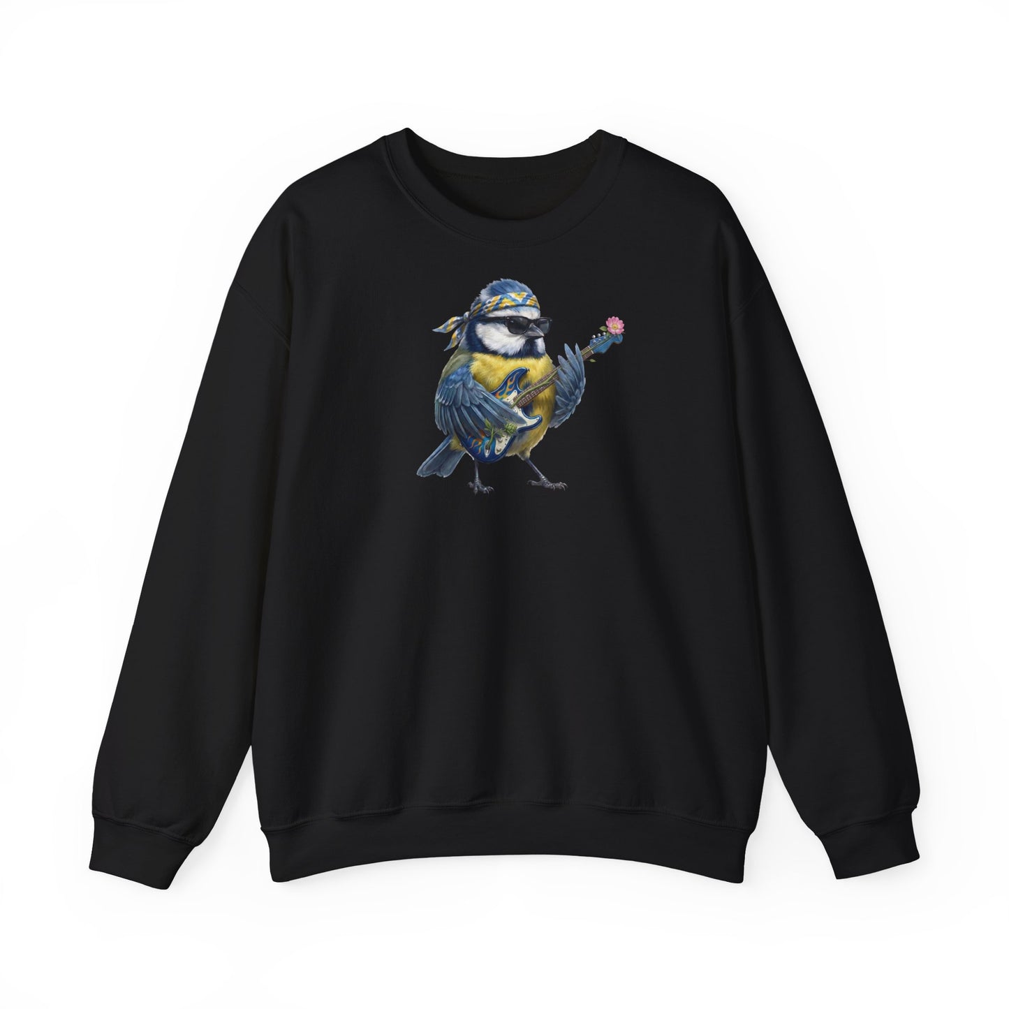 Bert Blaumeise Blumen-Gitarre Sweatshirt – Die Gartenvögel Band 2 Merch (Unisex)