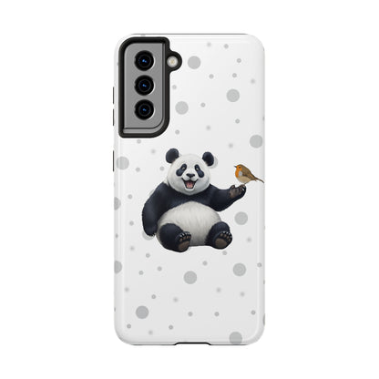 Cute Panda Bear with European Robin Animal iPhone Case - Dual-Layer PC/TPU Protective Cover for iPhone