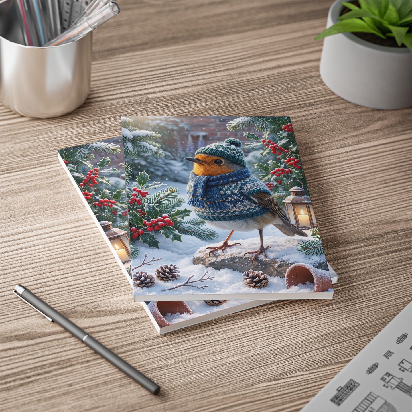 Rosi Rotkehlchen Cozy Winter Notizbuch A5 | Liniert | Vogelmotiv