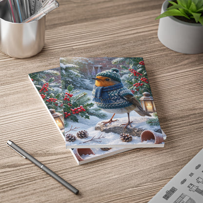 Rosi Rotkehlchen Cozy Winter Notizbuch A5 | Liniert | Vogelmotiv