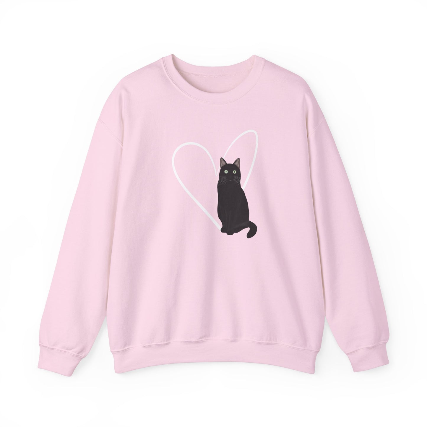 Black Cat with Heart Cat Lover Valentine's Day Sweatshirt