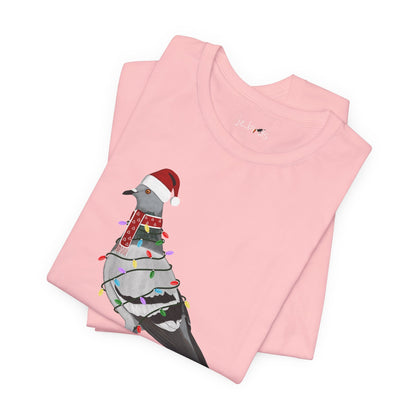 Pigeon with Fairy Lights Christmas Bird T-Shirt