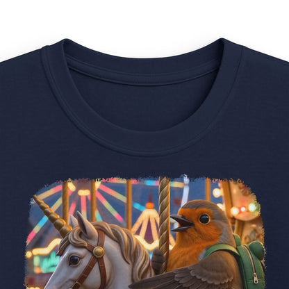 Premium Kinder T-Shirt Rosi Rotkehlchen & das Karussell-Einhorn