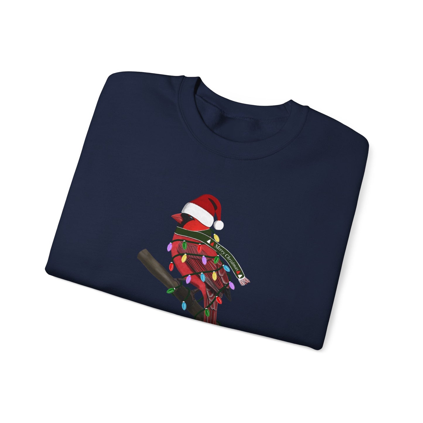 Cardinal with Fairy Lights Santa Claus Christmas Bird Sweatshirt