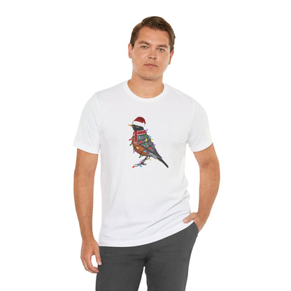 Robin with Fairy Lights Christmas Bird T-Shirt