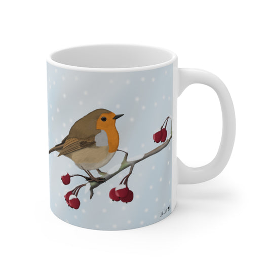 Robin Winter Bird Ceramic Mug 11oz