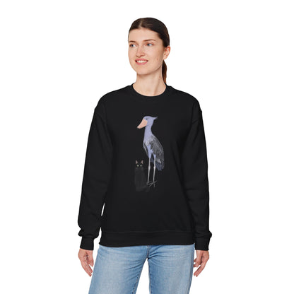 Black Cat with Shoebill Bird Cat Lover Sweatshirt