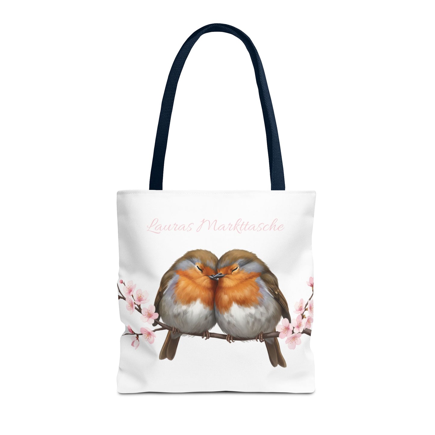 Personalisierte Premium Tragetasche – Rotkehlchen mit Wunschnamen