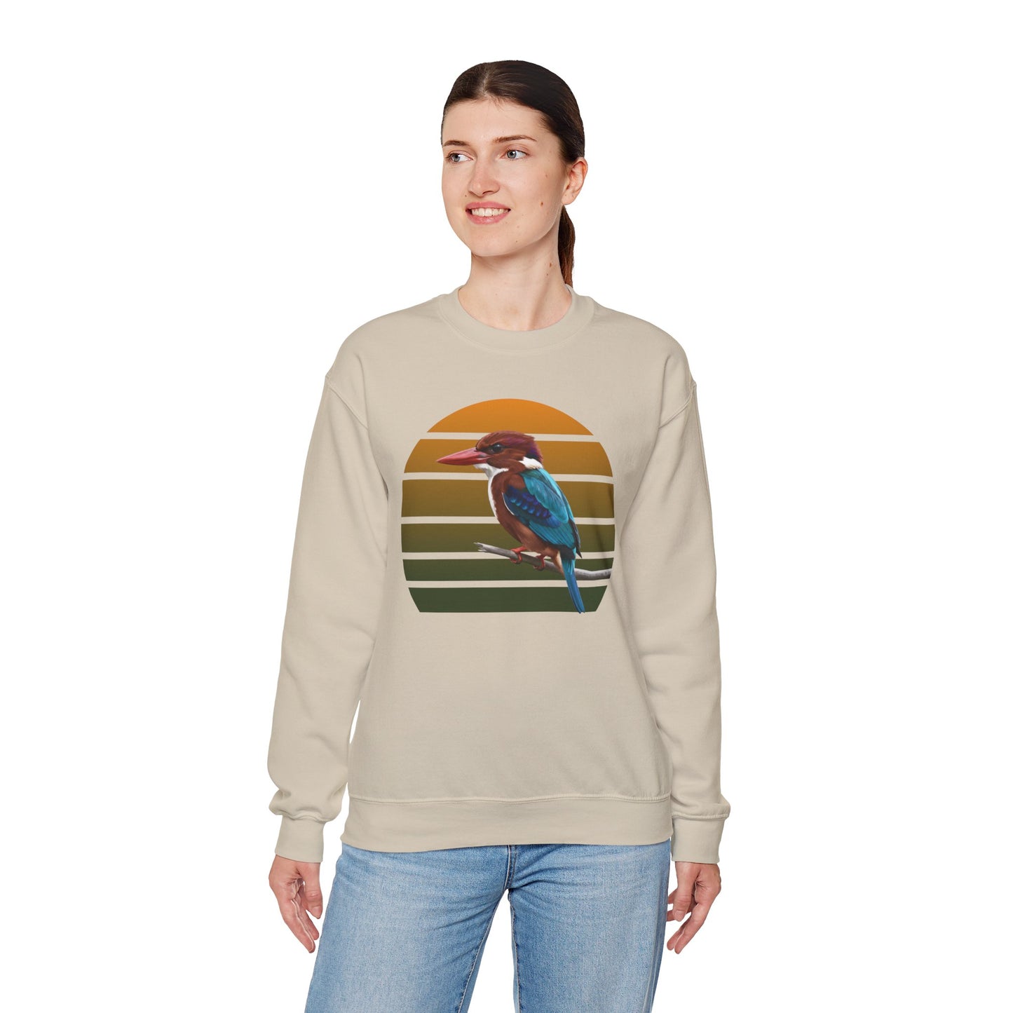White-Throated Kingfisher Sweatshirt | Bird Watcher Crewneck | Unisex Songbird Gift for Bird Lovers