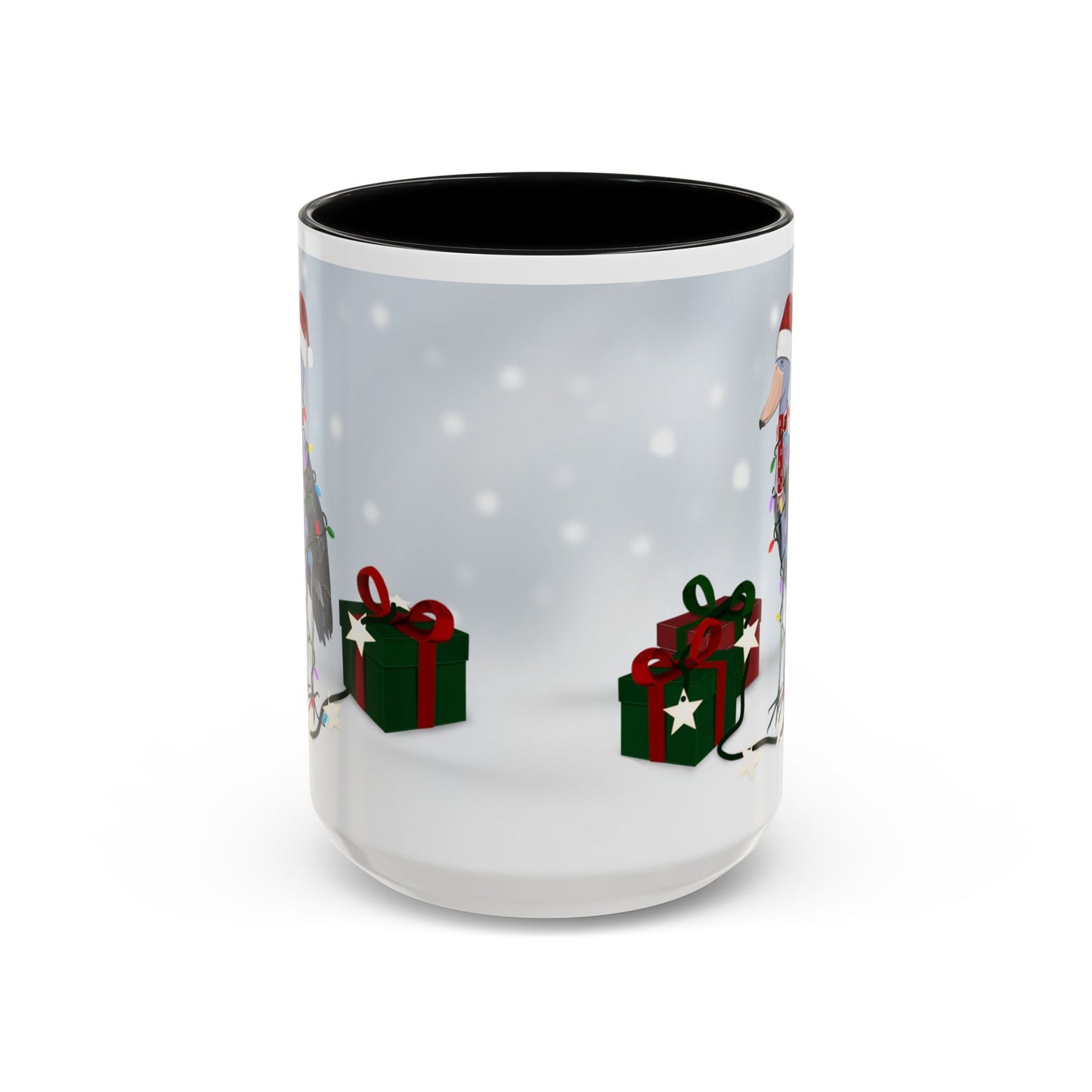 Shoebill with Christmas Hat and Scarf Snow Bird Coffee Mug