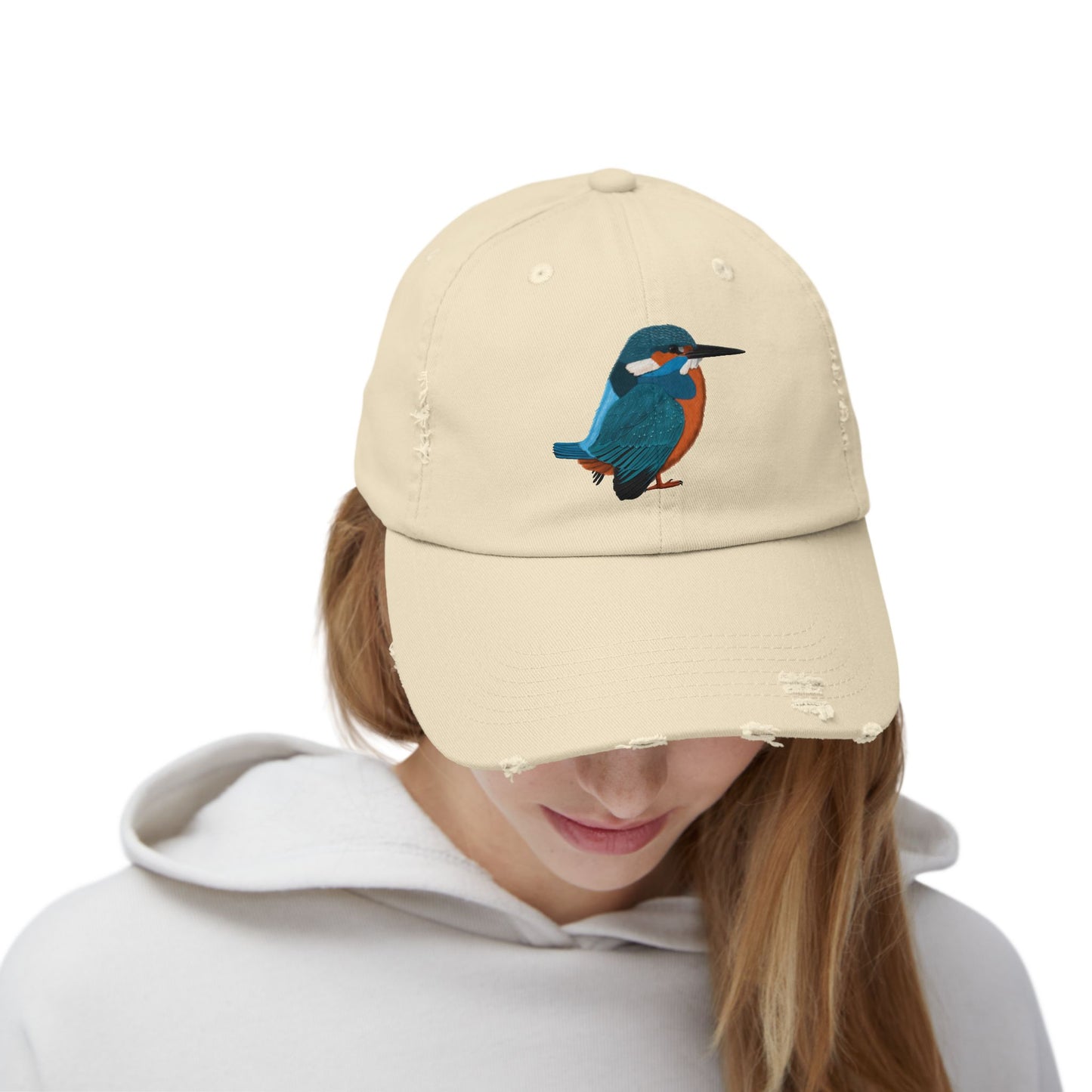 Kingfisher Bird Art Distressed Cap