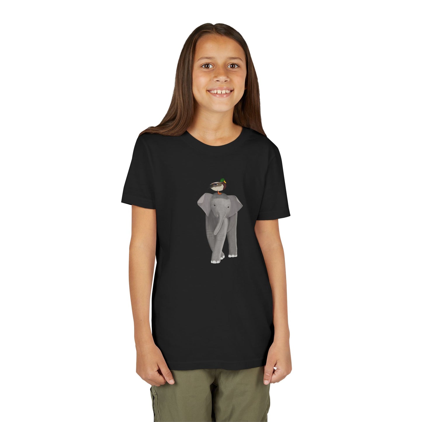 Elephant with Mallard Bird Youth T-Shirt