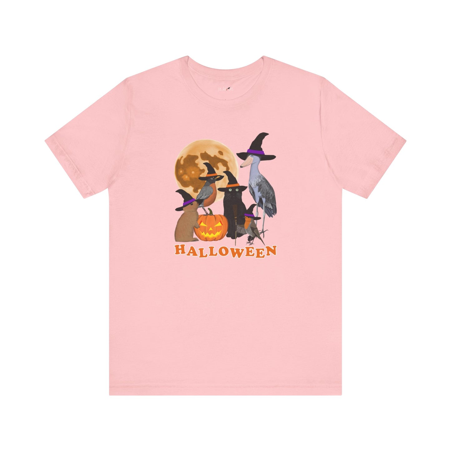 Robin Shoebill with Cat and Bunny Halloween Bird T-Shirt