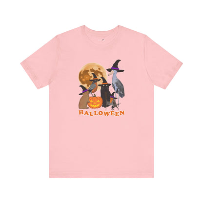 Robin Shoebill with Cat and Bunny Halloween Bird T-Shirt