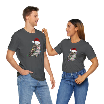 Owl with Fairy Lights Christmas Bird T-Shirt