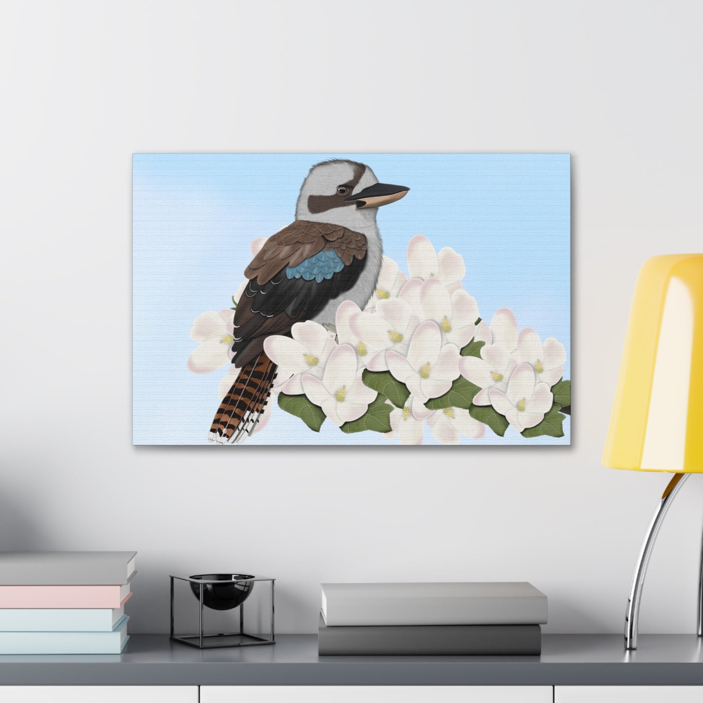Kookaburra in Apple Blossoms Bird Canvas Gallery Wrap