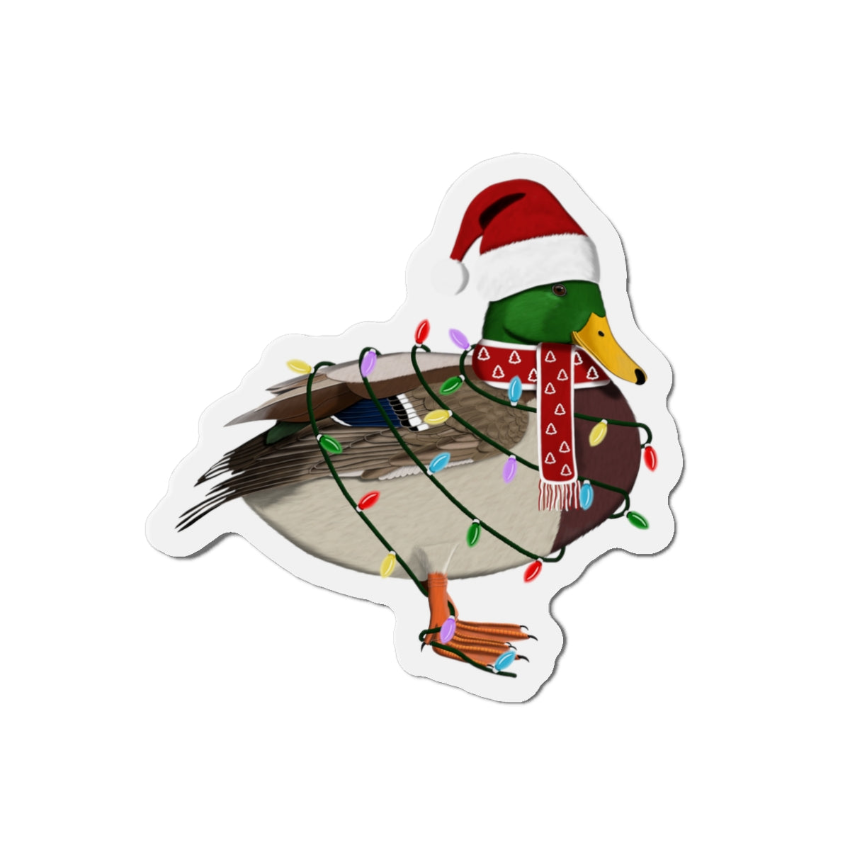 Mallard with Fairy Lights and Scarf Christmas Bird Magnet