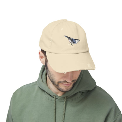 Nuthatch Bird Art Distressed Cap