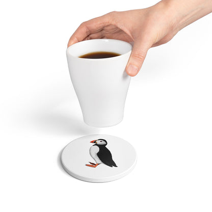Papageitaucher Keramik-Untersetzer Vogelmotiv Weiß