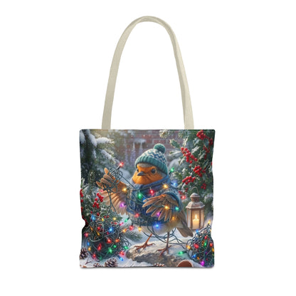 Premium Tragetasche Rosi Rotkehlchen und die Lichterkette (40 x 40 cm)