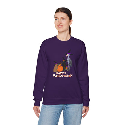 Robin Shoebill Oriole Rabbit with Cat Happy Halloween Birds Sweatshirt