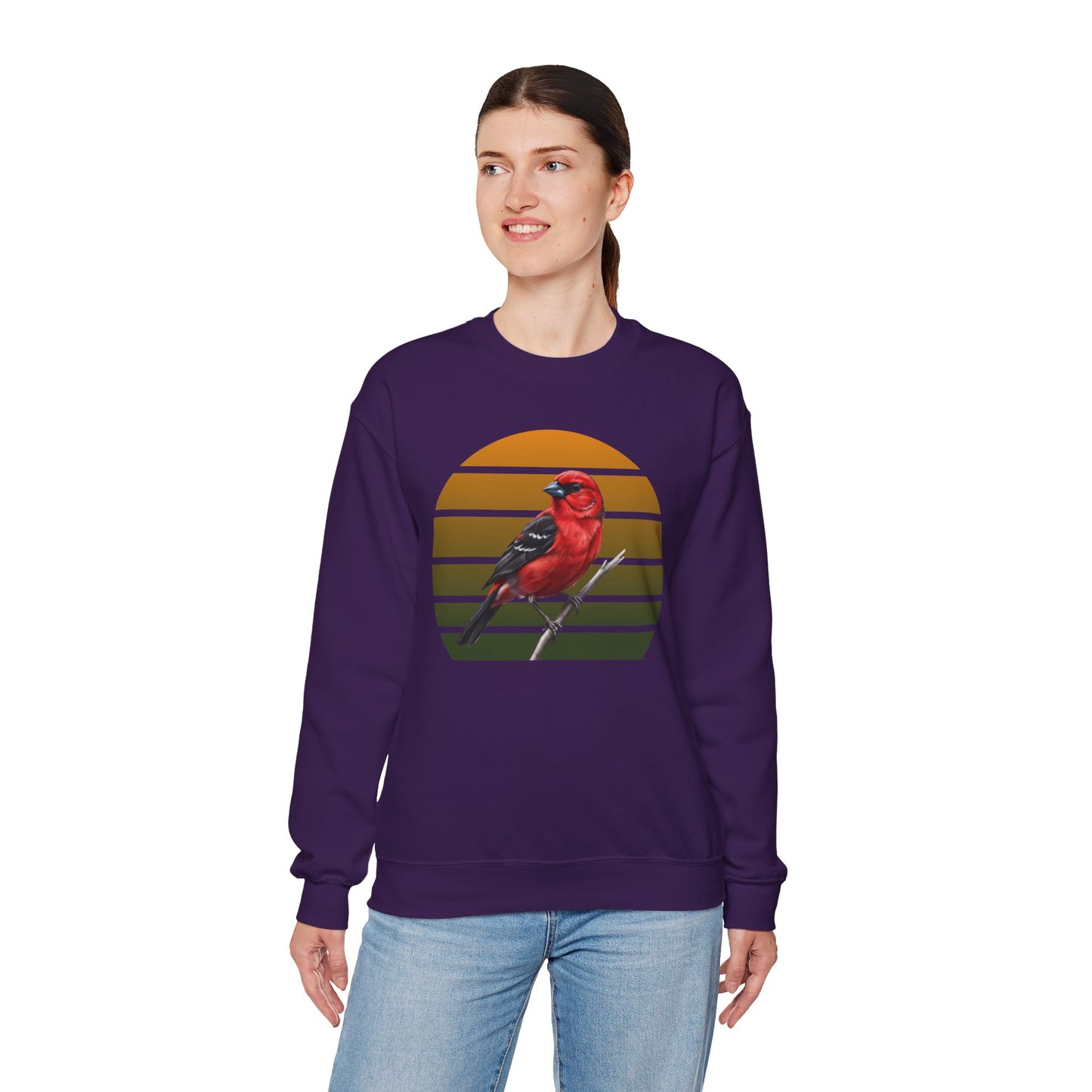Scarlet Tanager Sweatshirt | Bird Watcher Crewneck | Unisex Songbird Gift for Bird Lovers