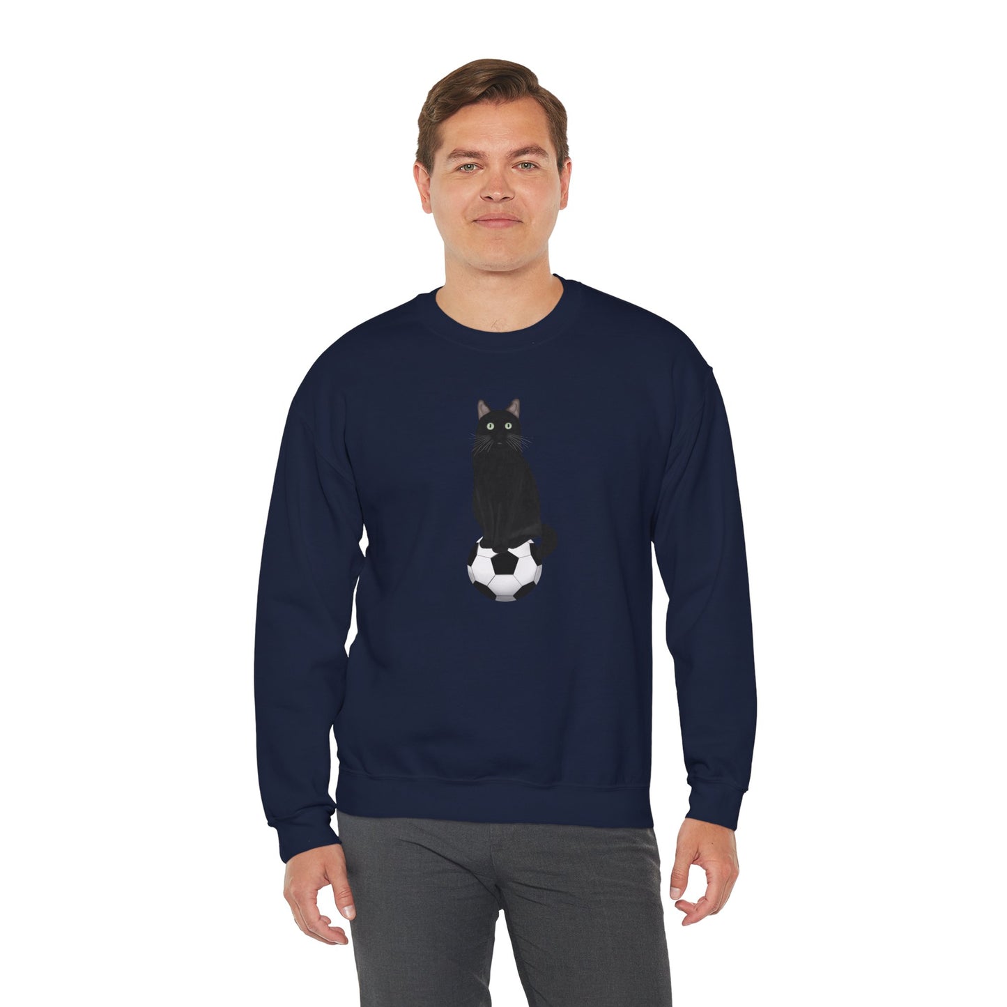 Black Cat with Soccer Cat Lover Sweatshirt