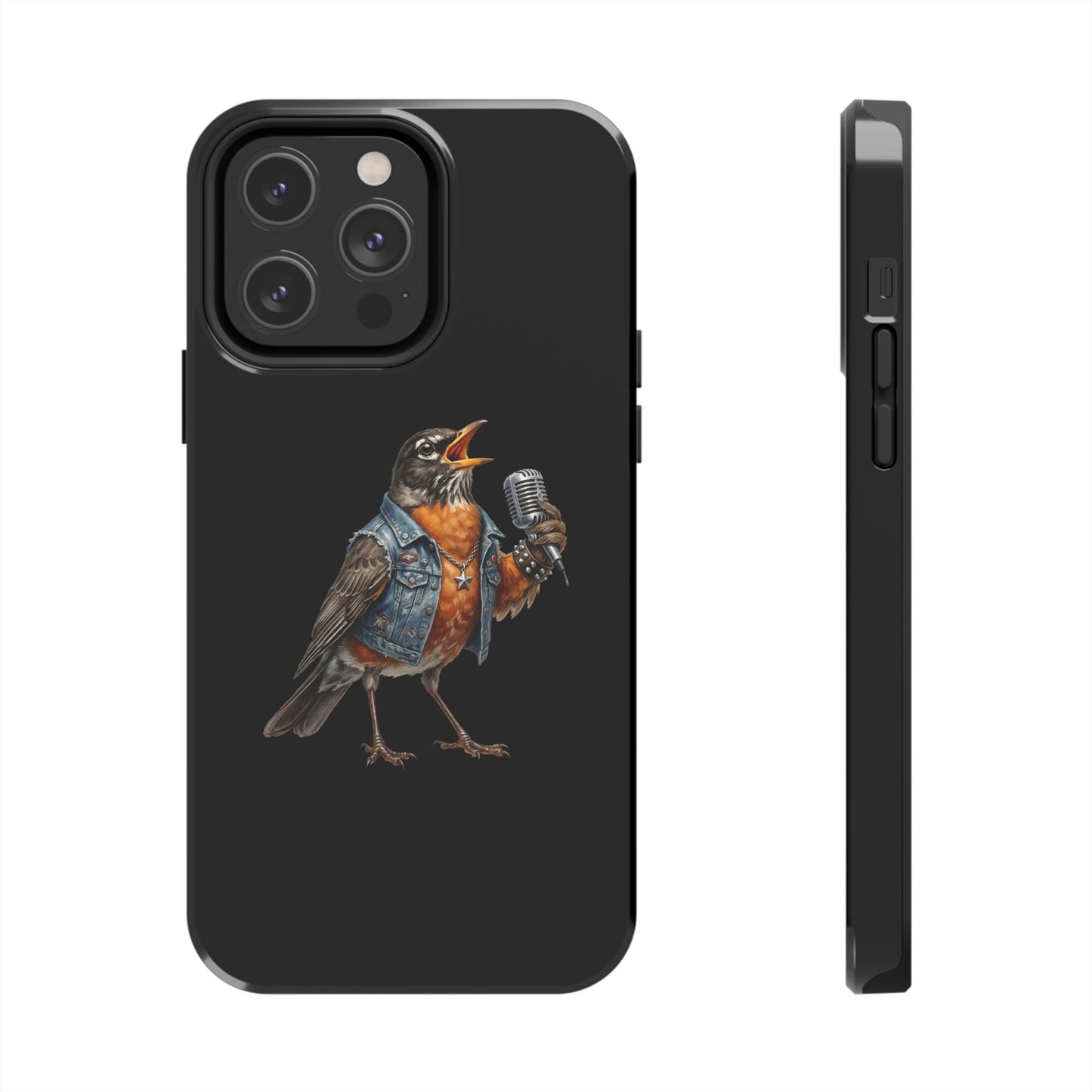 American Robin Singing iPhone Case – Premium Tough Phone Cover Black