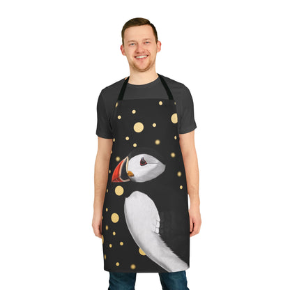 Puffin Golden Dots Birdlover Bird Art Apron Black