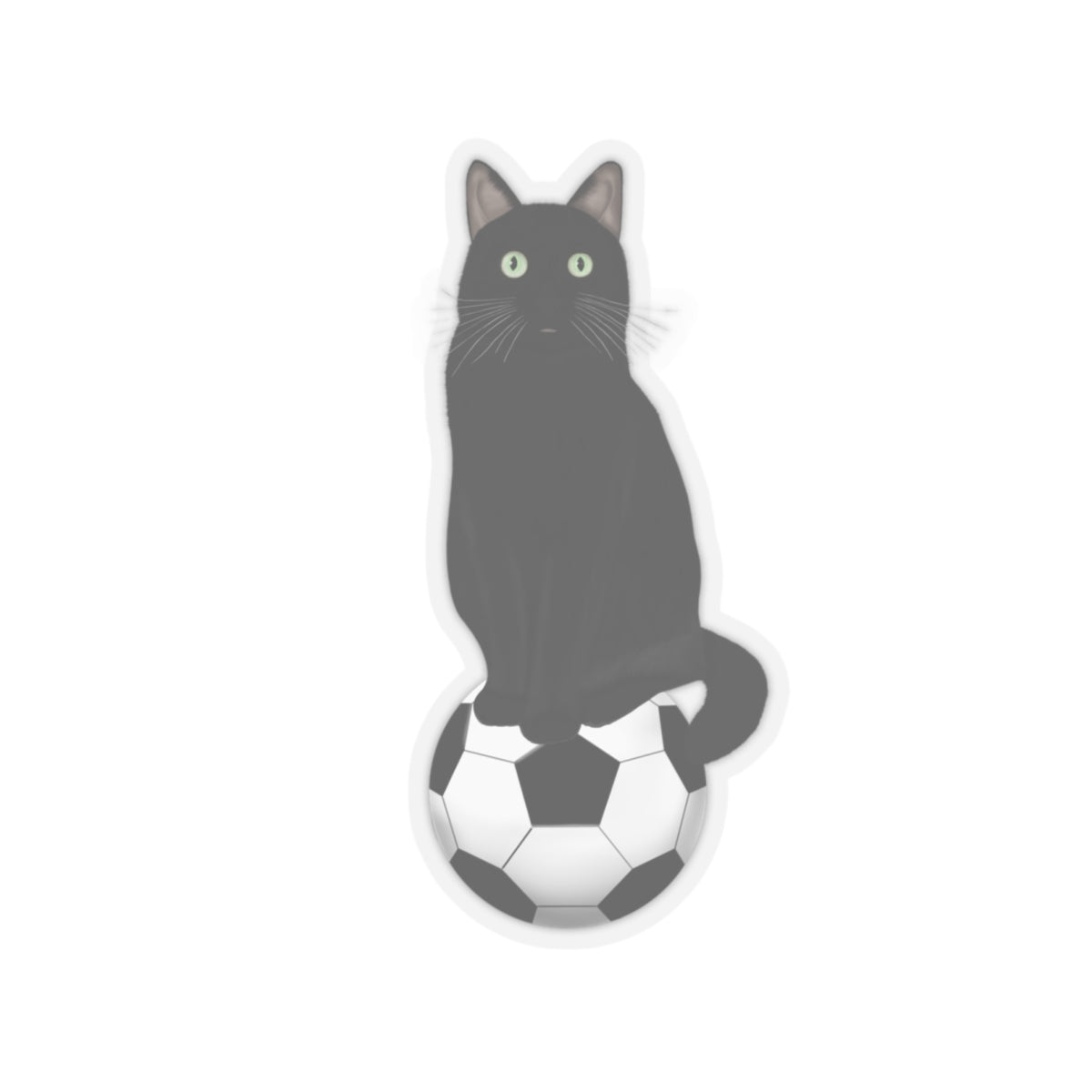 Black Cat with Soccer Cat Lover Sticker