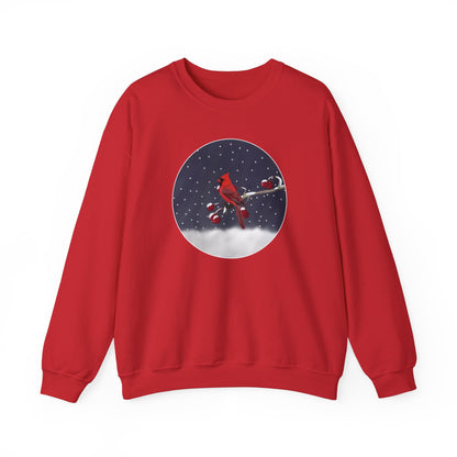 Cardinal on a Winter Branch Christmas Bird Sweatshirt