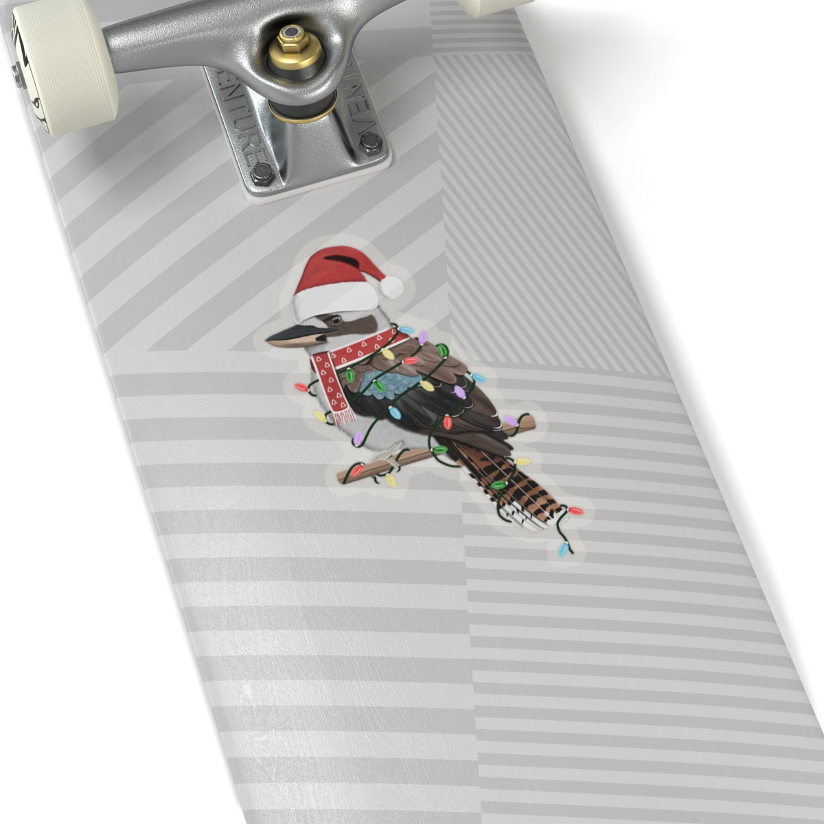 Kookaburra with Fairy Lights Santa Claus Hat and Scarf Christmas Bird Sticker