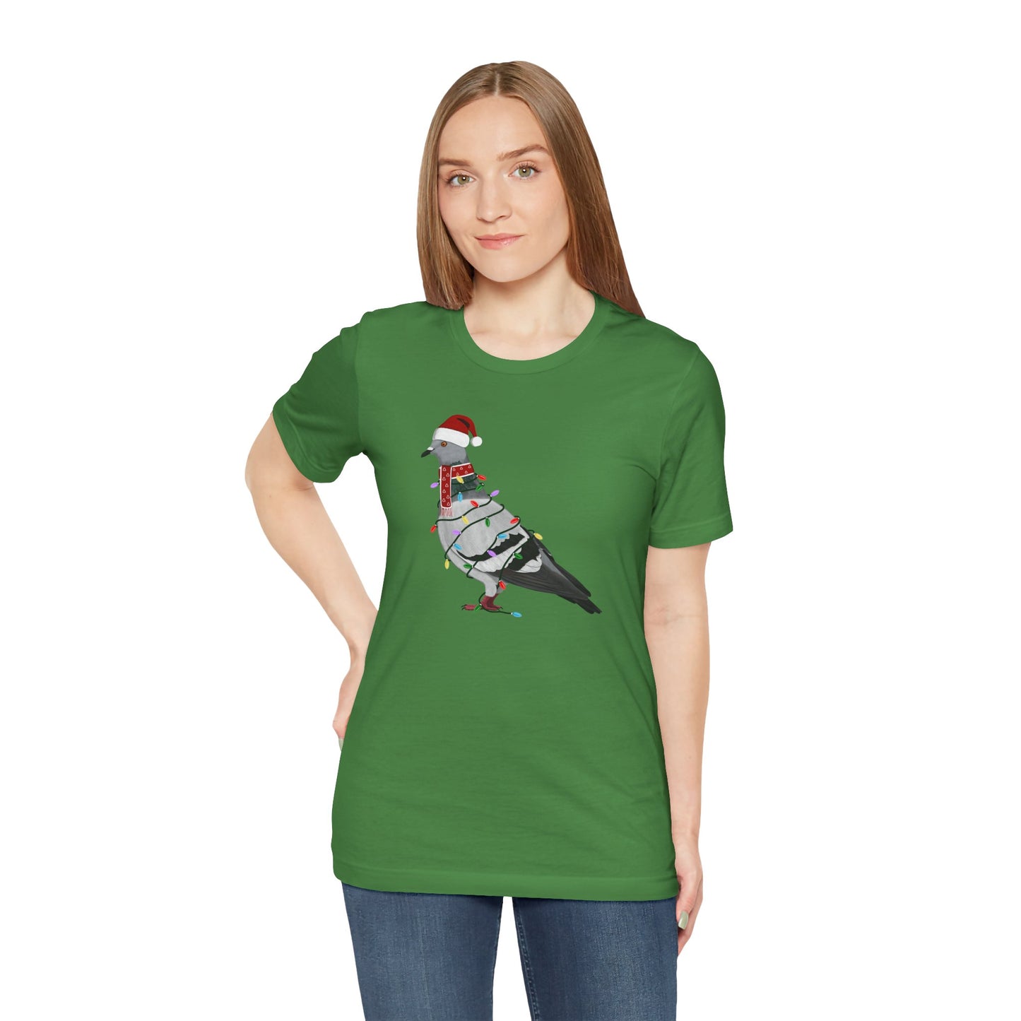 Pigeon with Fairy Lights Christmas Bird T-Shirt