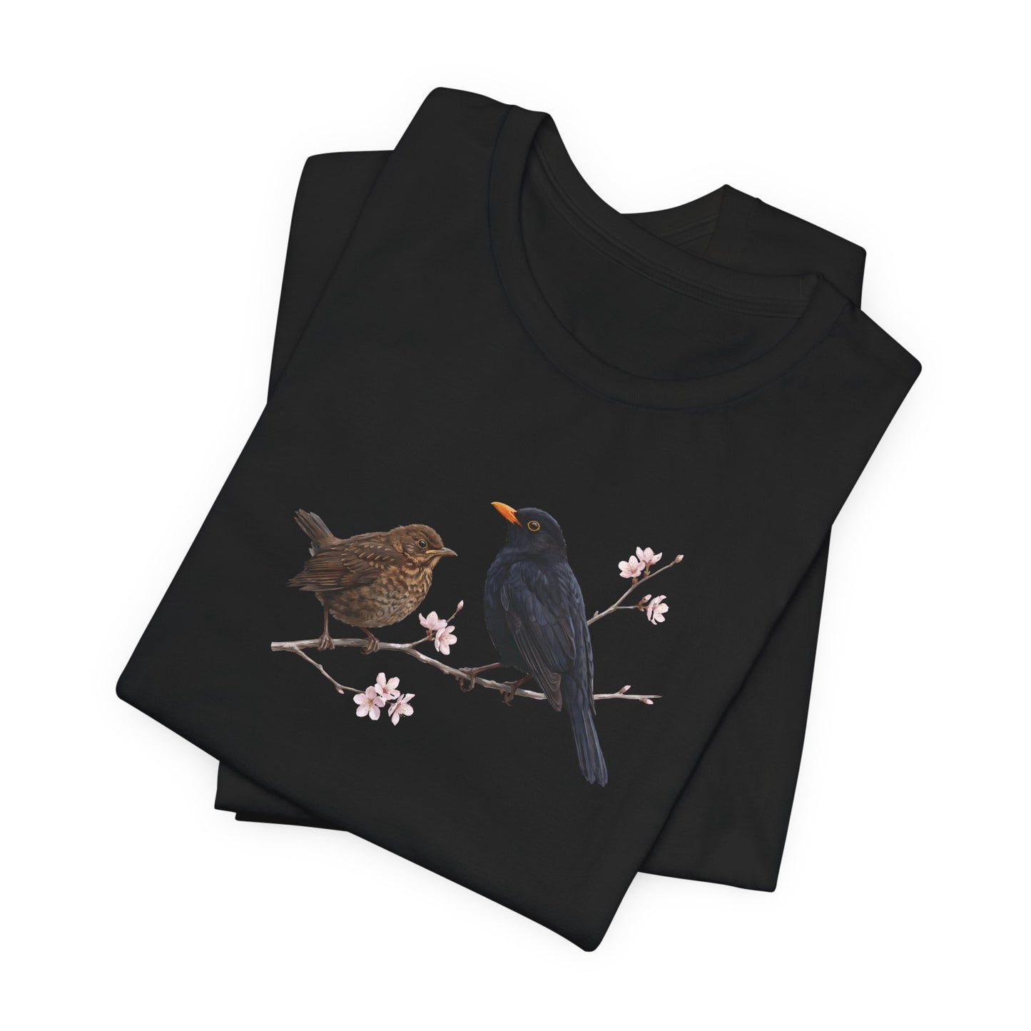 Blackbird & Fledgling T-Shirt | Spring Blossoms Unisex Graphic Tee