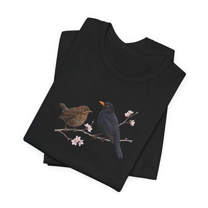 Blackbird & Fledgling T-Shirt | Spring Blossoms Unisex Graphic Tee