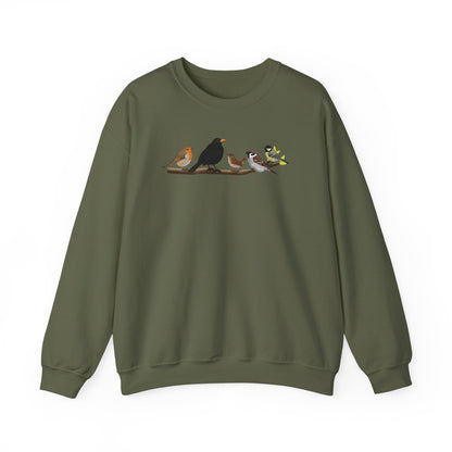 Vögel auf einem Ast Vogel Sweatshirt Amsel Rotkehlchen Kohlmeise Zaunkönig Spatz