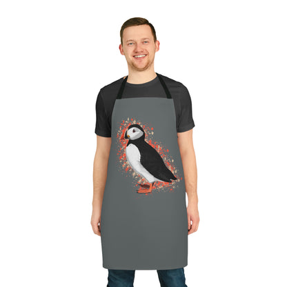 Puffin Bird Art Apron Dark Grey