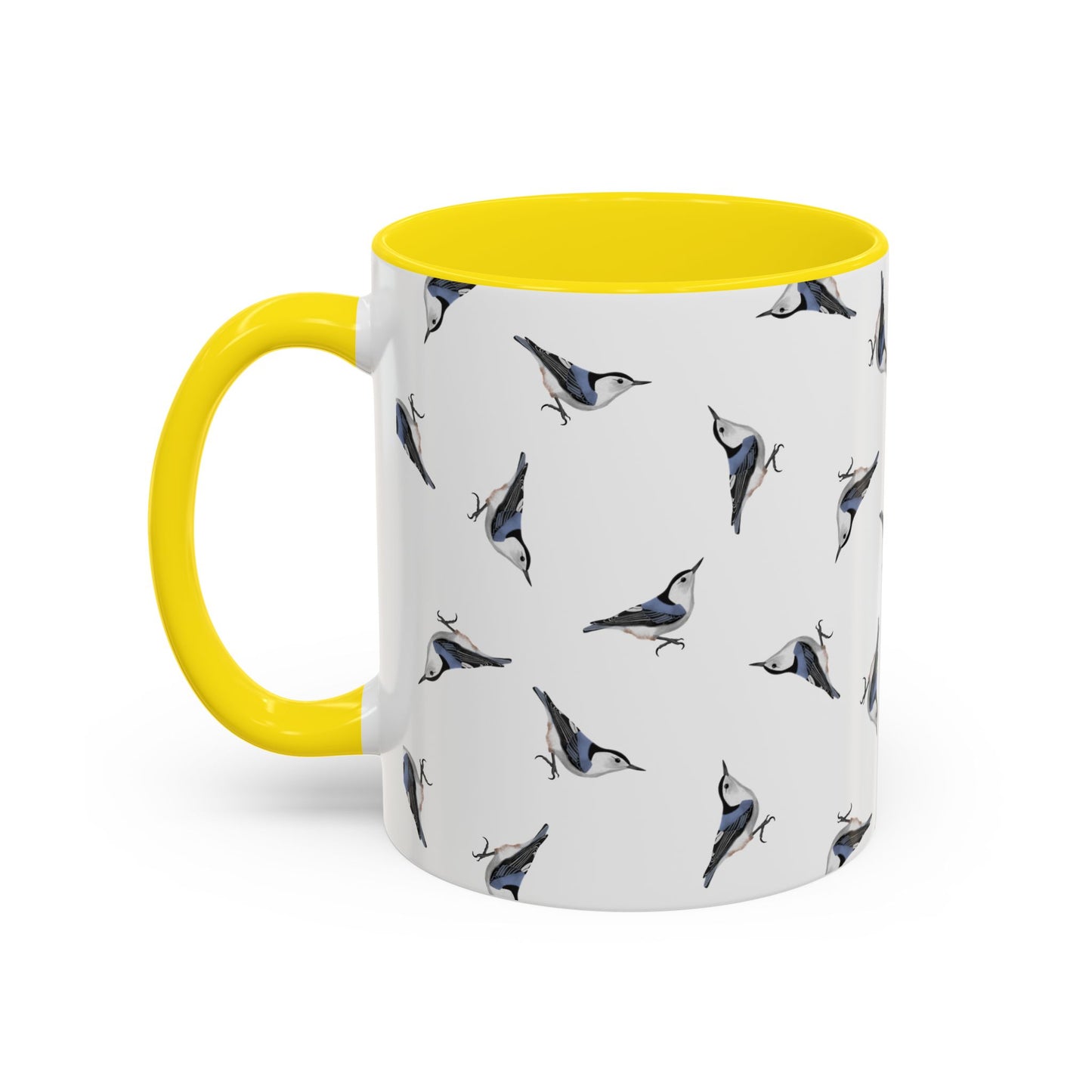 Nuthatch All-Over Pattern Accent Mug | Colorful Bird Lover Gift for Birdwatchers