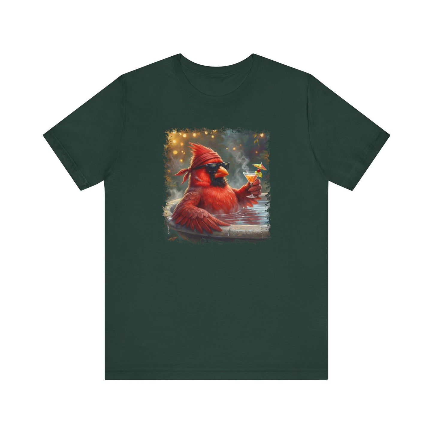 Chordinal entspannt im Vogelbad mit Drink – Premium Unisex T-Shirt | Die Gartenvögel