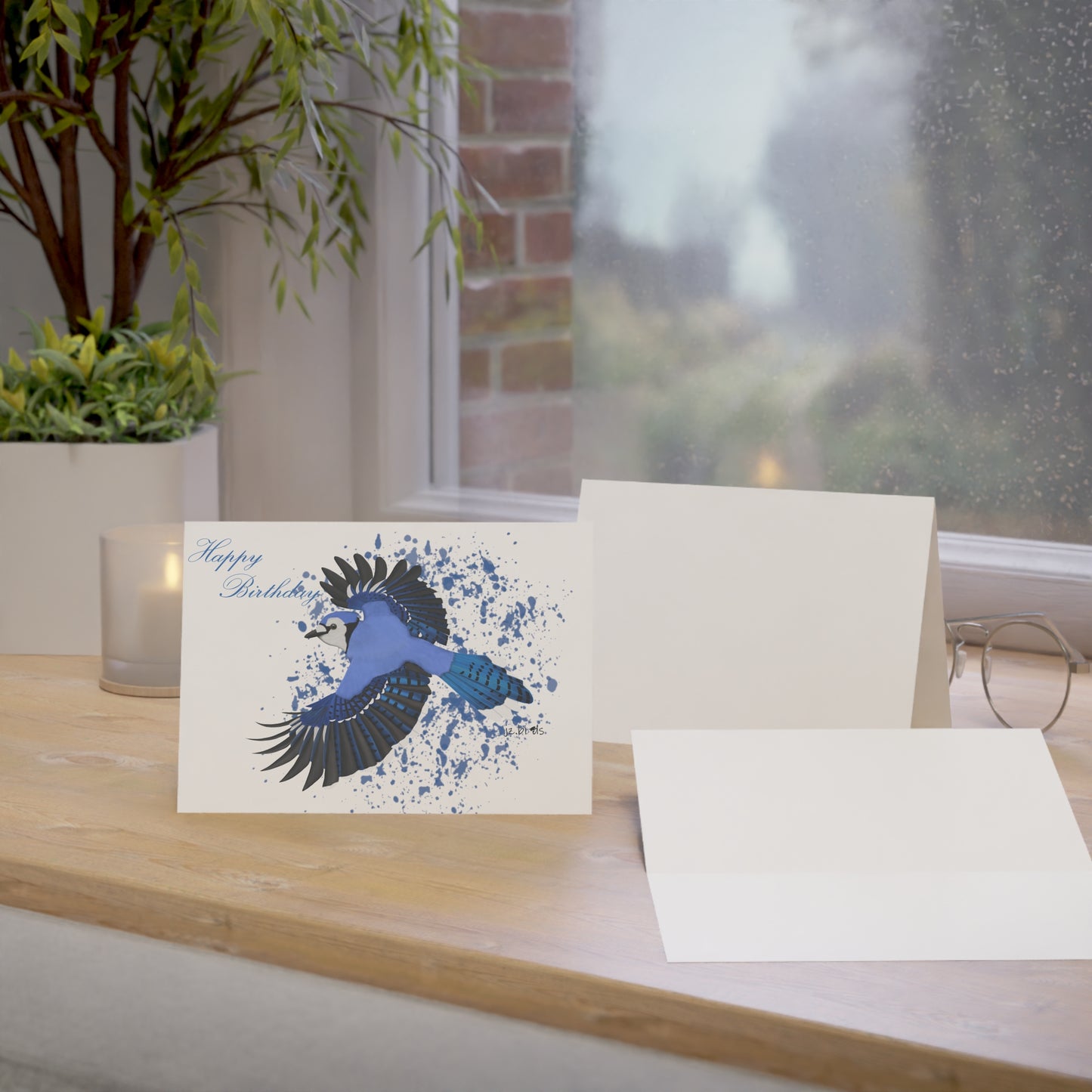 Blue Jay Birthday Card Happy Birthday – Premium Matte Bird Greeting Card