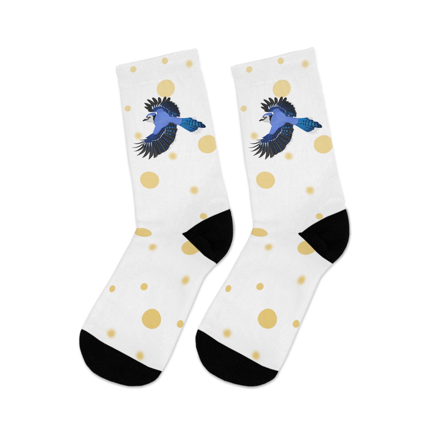 Blue Jay with Golden Dots Birding & Birdwatching Bird Socks White