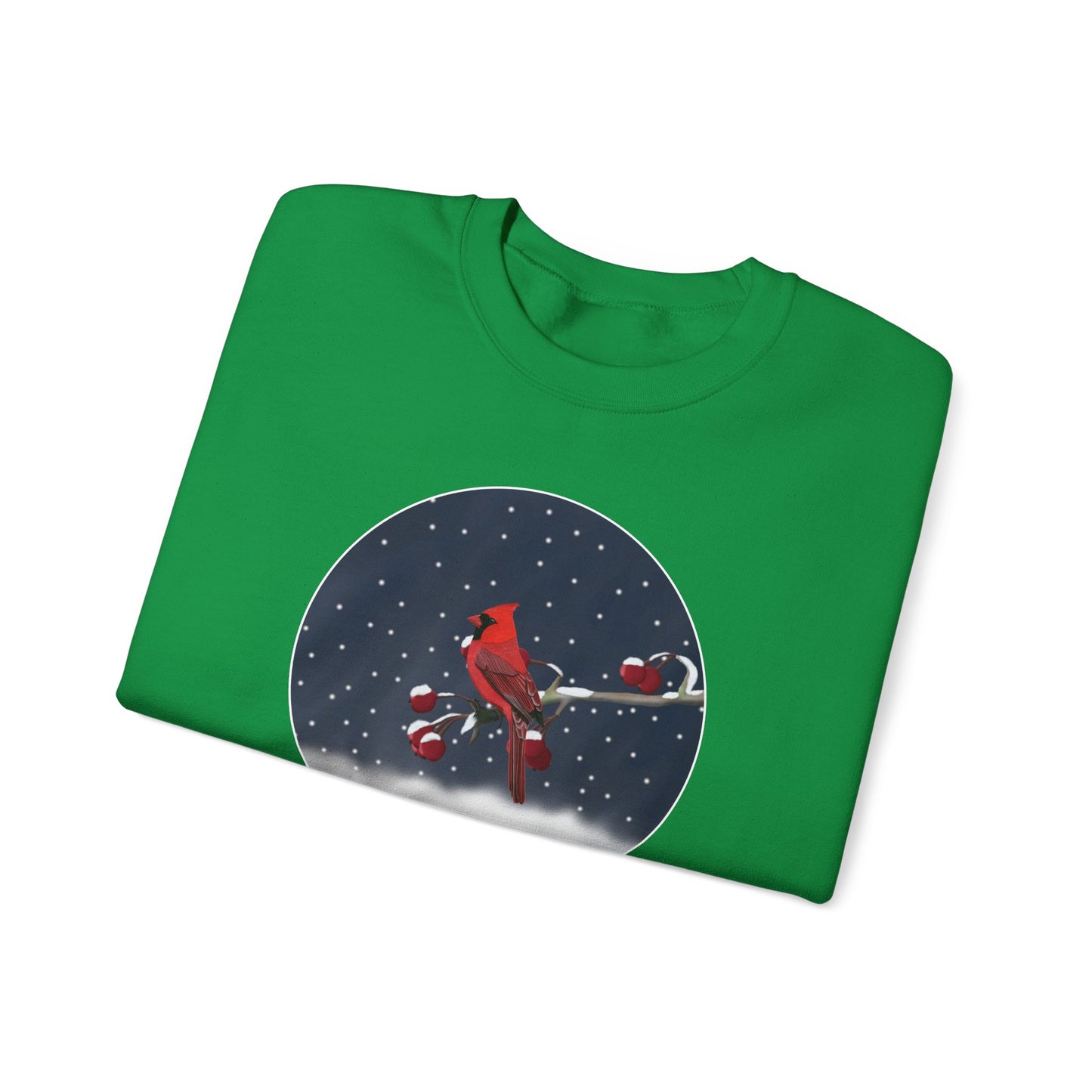 Cardinal on a Winter Branch Christmas Bird Sweatshirt