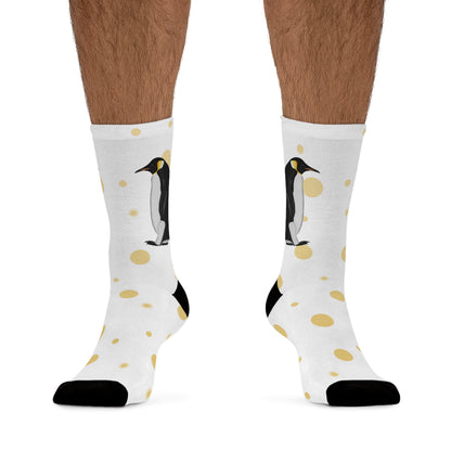 Penguin with Golden Dots Birding & Birdwatching Bird Socks White