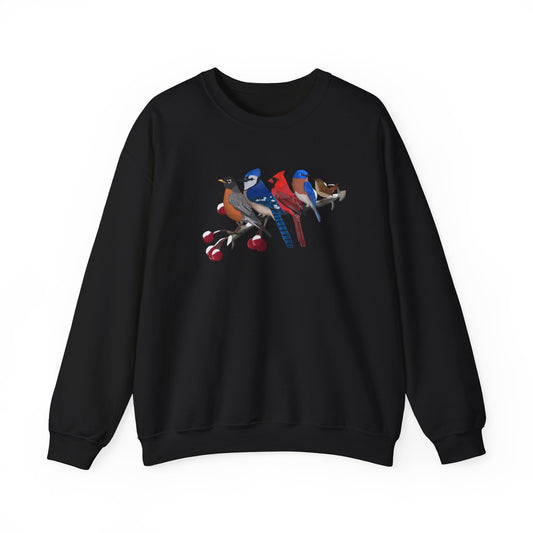 Backyard Birds Robin Blue Jay Cardinal Bluebird Wren Birdwatcher Christmas Bird Sweatshirt