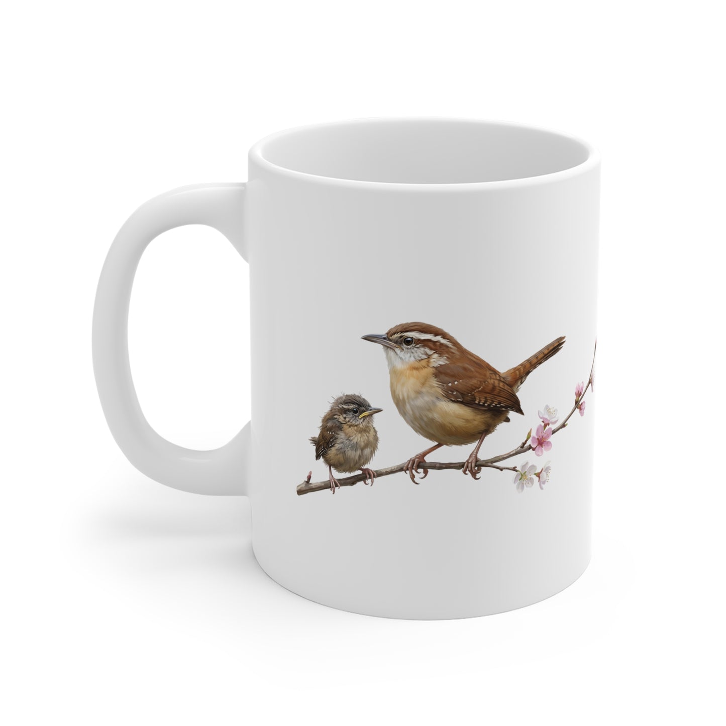 Zaunkönig mit Ästling Premium Keramiktasse | Geschenk für Vogelbeobachter