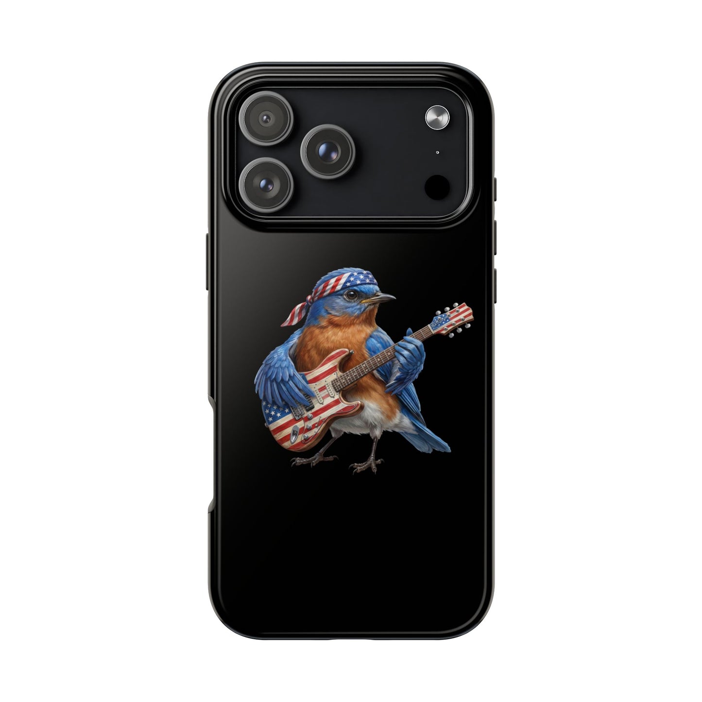 Bluebird with Guitar iPhone Case – Premium Tough Phone Cover Black