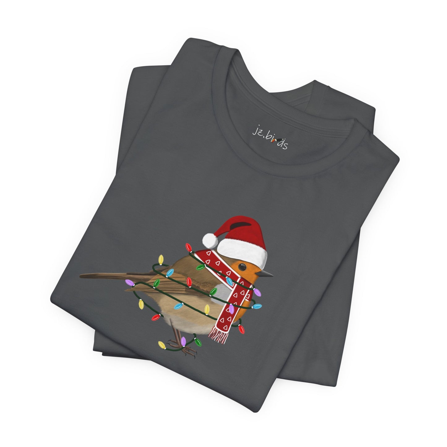 European Robin with Fairy Lights Christmas Bird T-Shirt