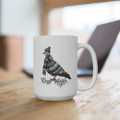 Taube mit Strickpullover Weihnachtliche Tasse mit Vogelmotiv Cozy Winter – Ideal für Kakao & Kaffee
