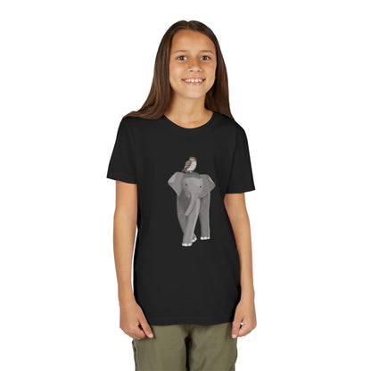 Elephant with Little Owl Bird Youth T-Shirt