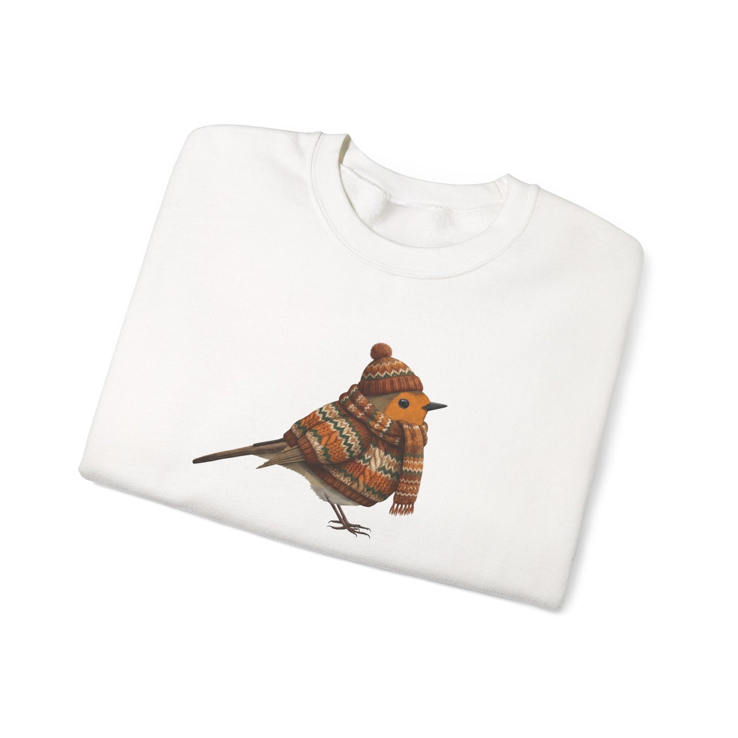 ロビン ウィンター スウェットシャツ | バードウォッチャー クルーネック | 鳥好きの方へのユニセックス ソングバード ニットギフト